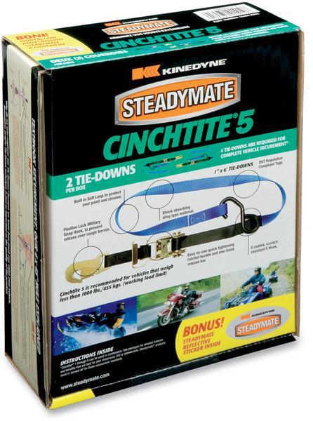 SteadyMate Cinchtite 5 Tie-Downs with Military Snap Hooks & Built-In Soft Loops