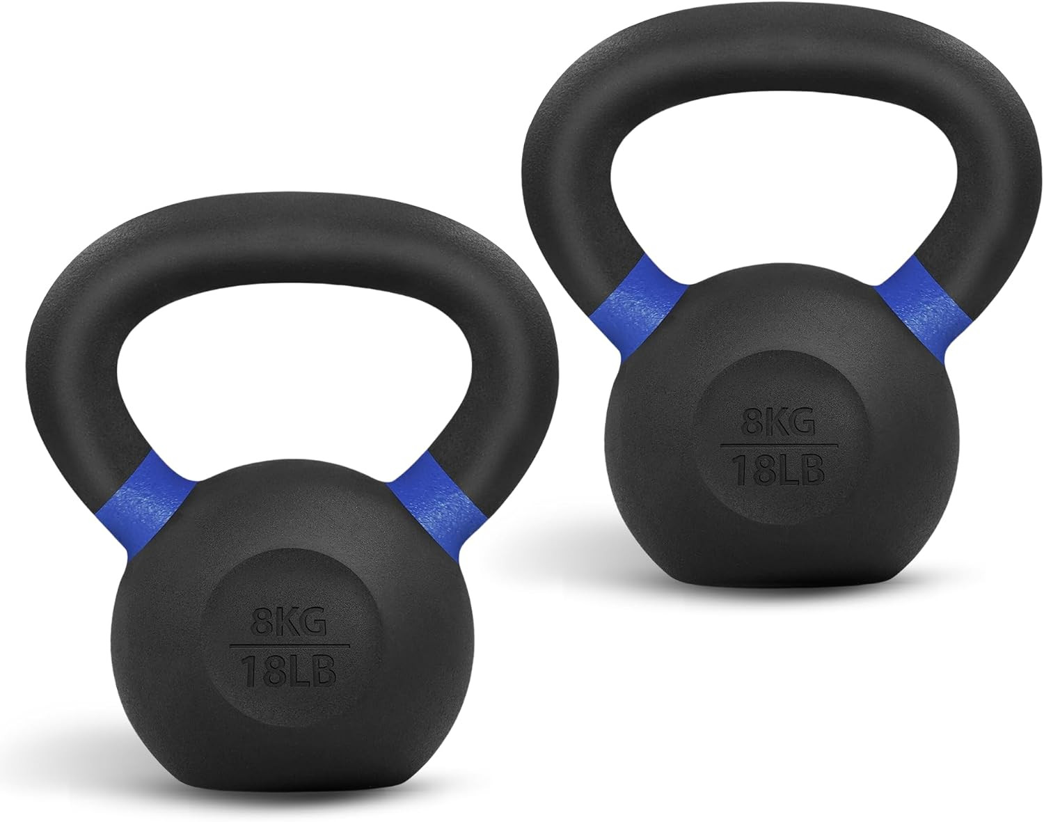 Powder Coated Kettlebell, Cast Iron Core Kettlebells with Non-Slip Handle & Flat