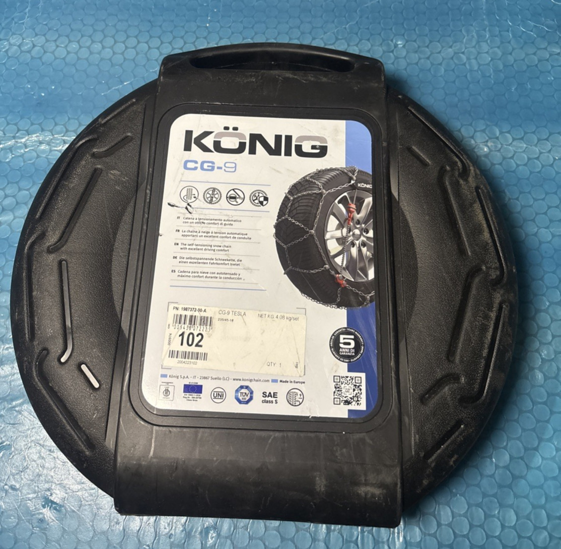 Konig CG-9 Tesla Self-Tensioning Tire Chains Diamond Pattern D Link Size 1987372