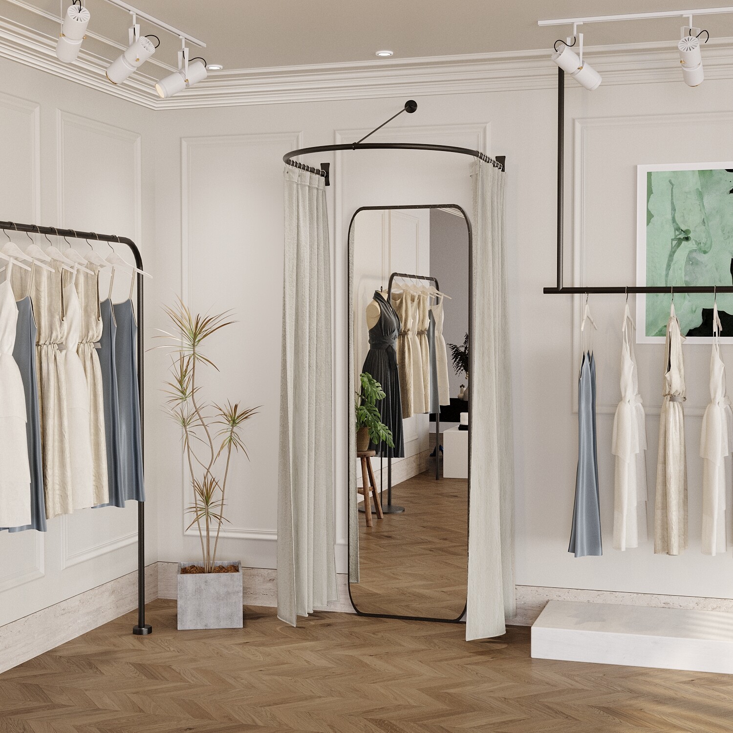 Naiture Half-Oval Fitting Room Clothing Store Curtain Rod inMall/Office/Boutique