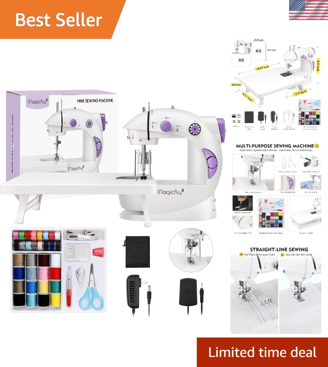 Mini Sewing Machine with Extension Table, Dual Speed Portable Sewing Machine ...
