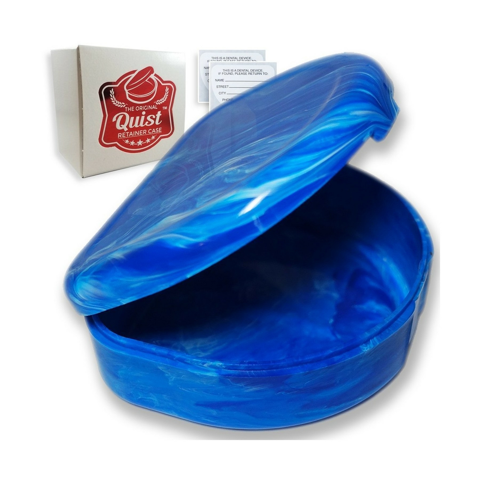 The Original Quist Dental Orthodontic Retainer Case Protective Box w/ Seal Blue