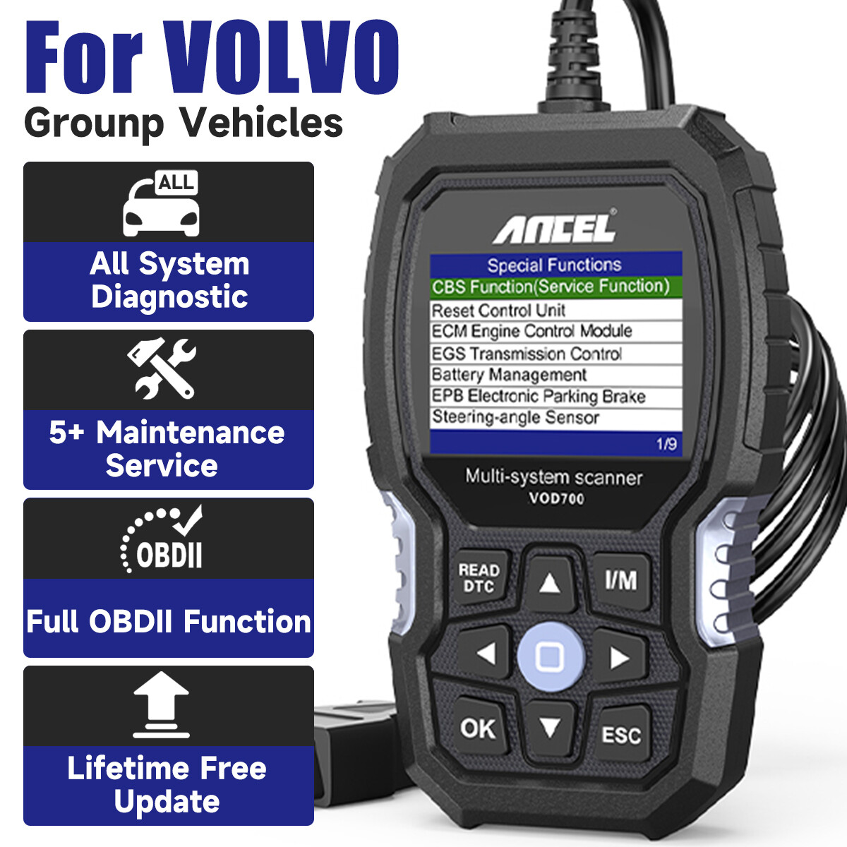 Car Diagnostic Tool OBD2 Scanner For VOLVO All System Scan ABS SRS EPB SAS Oil