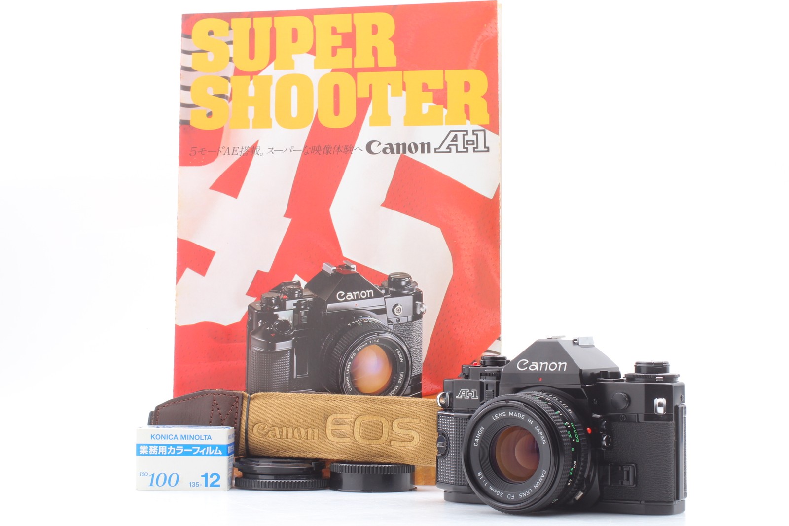 Read [ MINT ] Canon A-1 Black SLR Film Camera New FD 50mm F/1.8 From JAPAN