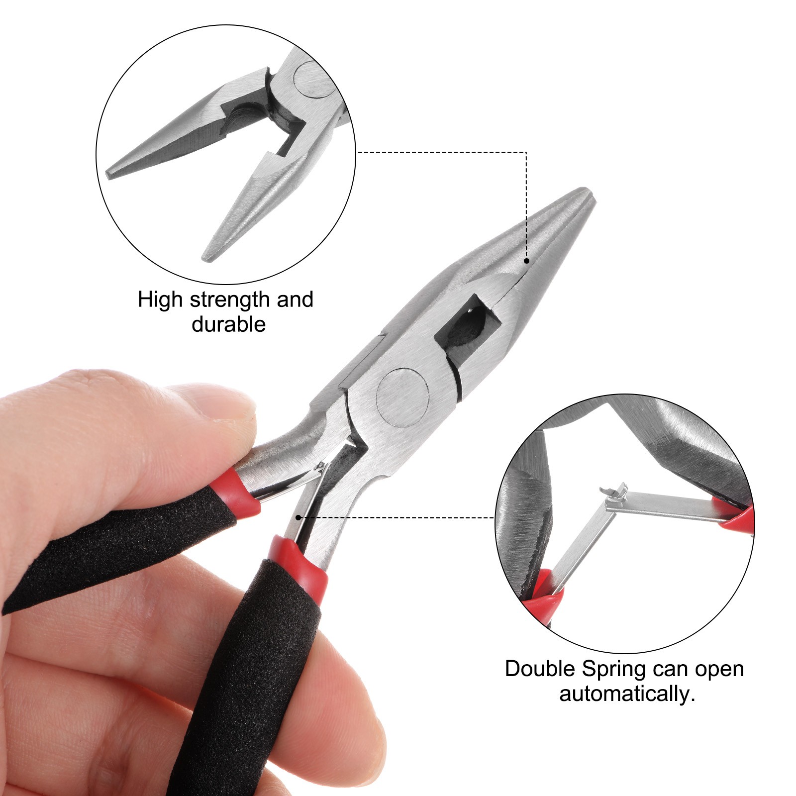 Mini Needle Nose Pliers 4.5" Toothless Precision Plier with Black Handle