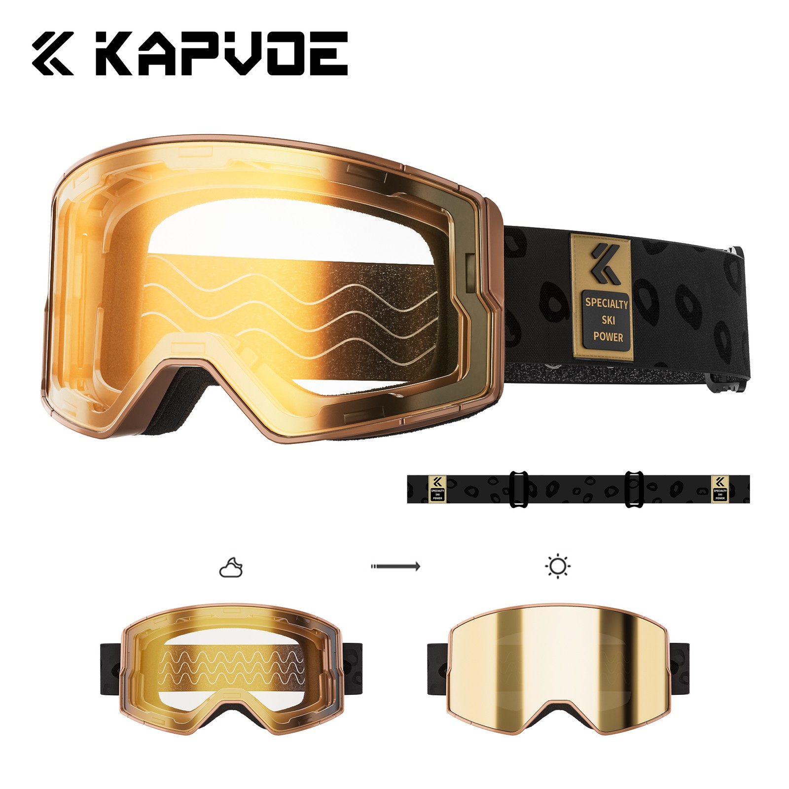 Photochromic Ski Goggles OTG Magnetic Snowboard Sunglasses Anti-Fog Snow Goggles