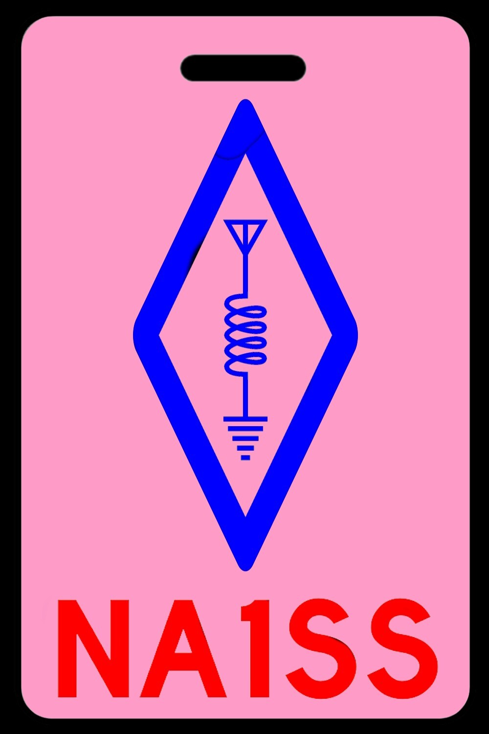 Blue on Pink Amateur/HAM Radio Bag Tag - With Call Sign - Personalized