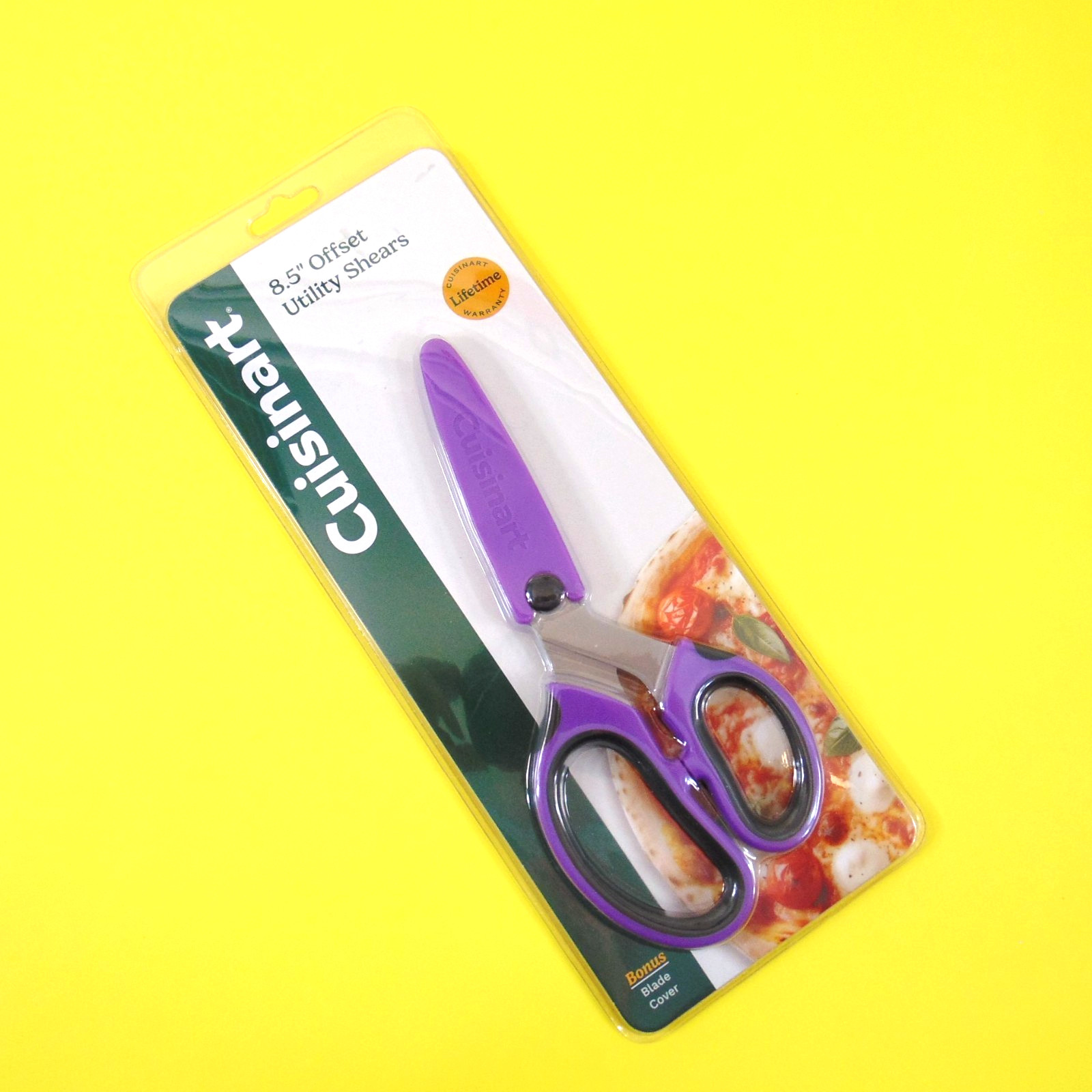 Cuisinart 8.5” Offset Kitchen Scissors Utility Shears Purple w/ Blade Cover