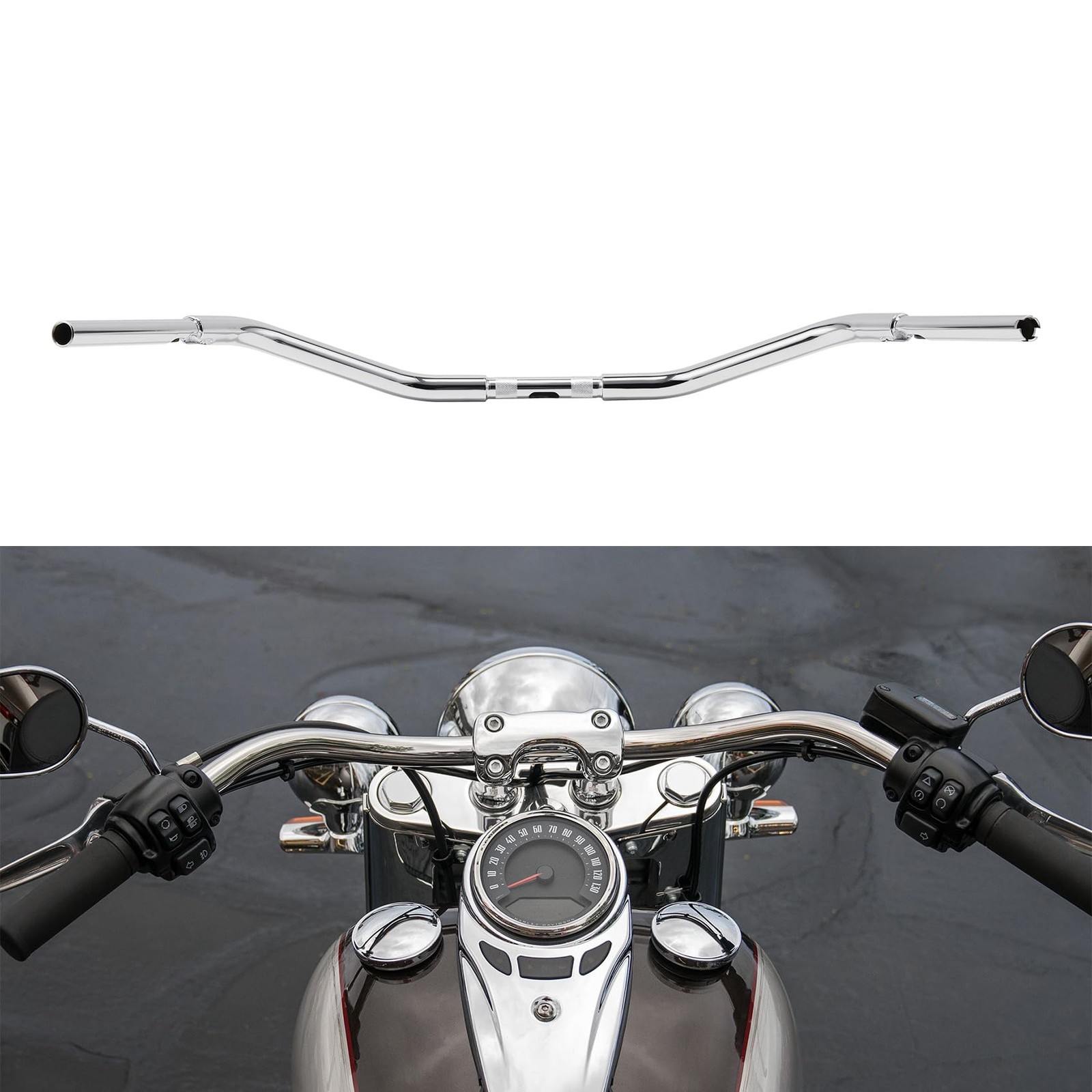 3 1/2" Rise Chrome Handlebar Fits for Harley Sportster XL Softail Dyna Road King