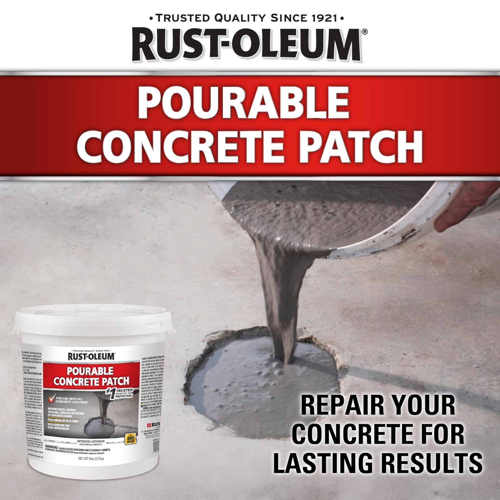 Rust-Oleum 369667 Pourable Concrete Patch 5 lb