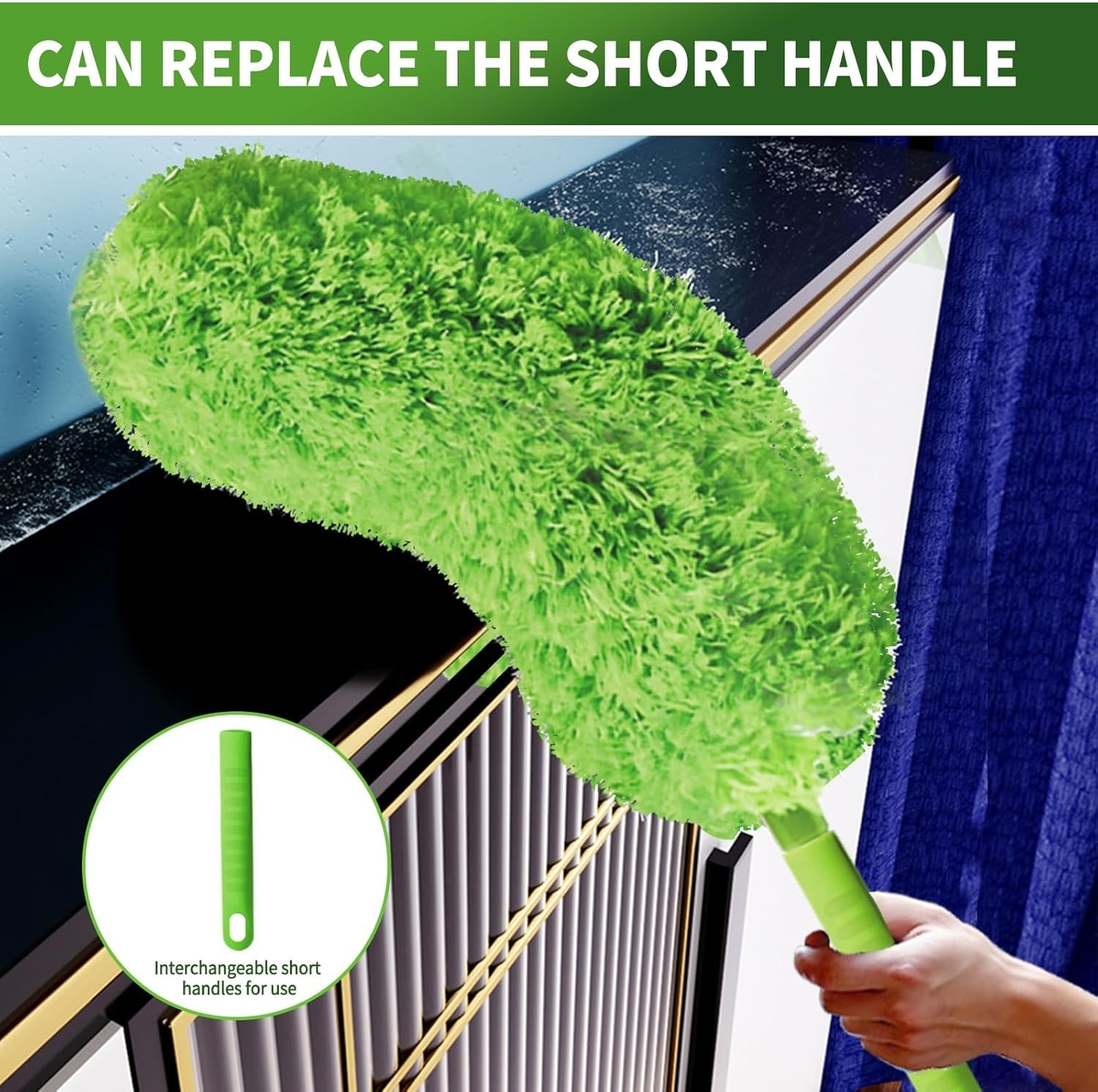 Cobweb Duster with Extension Pole, Washable Cleaning Duster Set with 2 Duster...