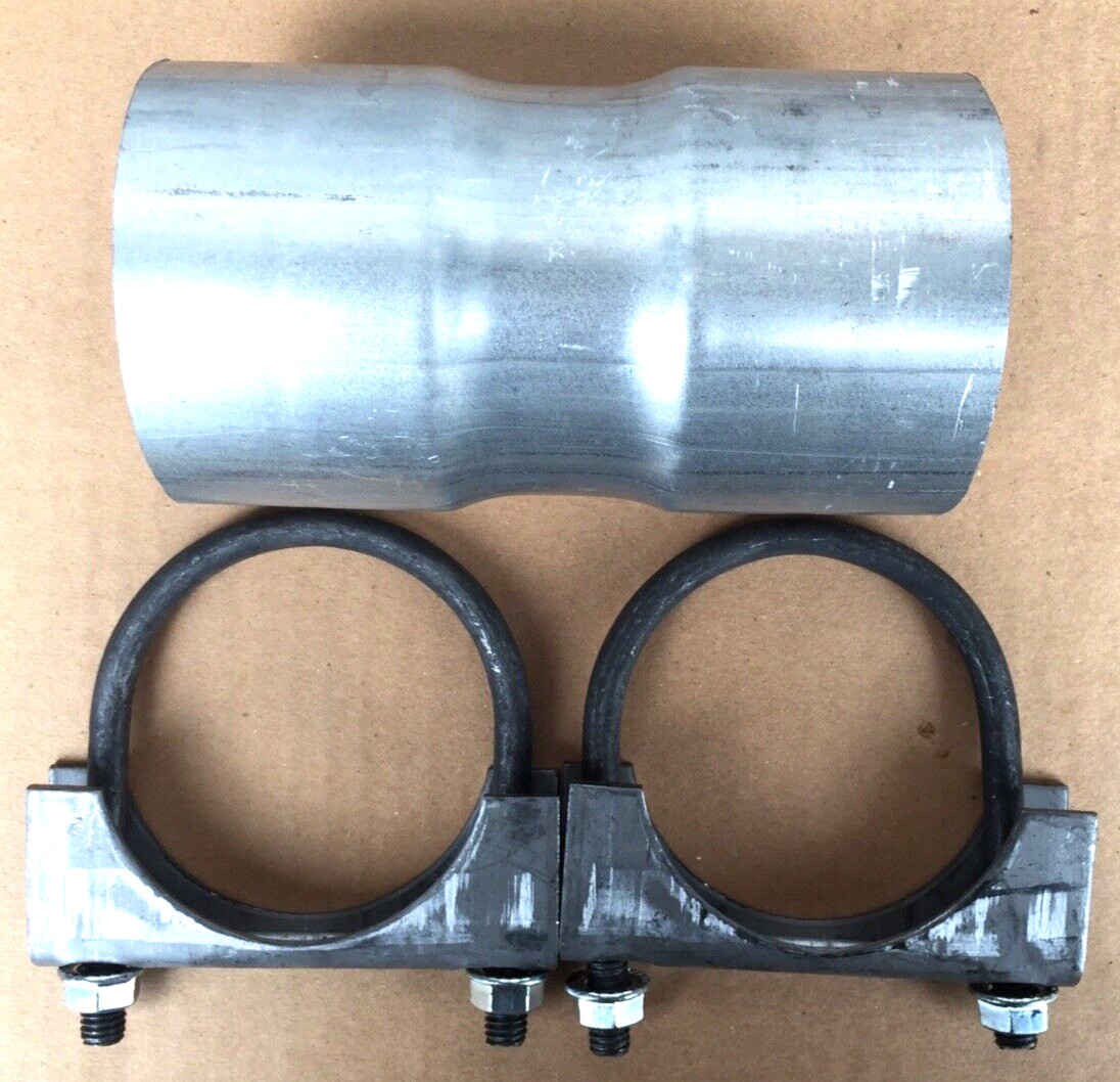 2 1/4"   ID/ID x 6"  14g EXHAUST PIPE CONNECTOR ADAPTER W/ 2 1/4" CLAMPS  USA