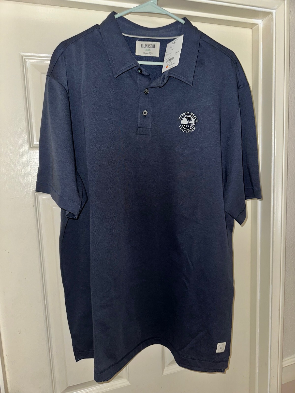 LinkSoul Pebble Beach Golf Links Short Sleeve Polo Shirt Men's XXL Navy - New