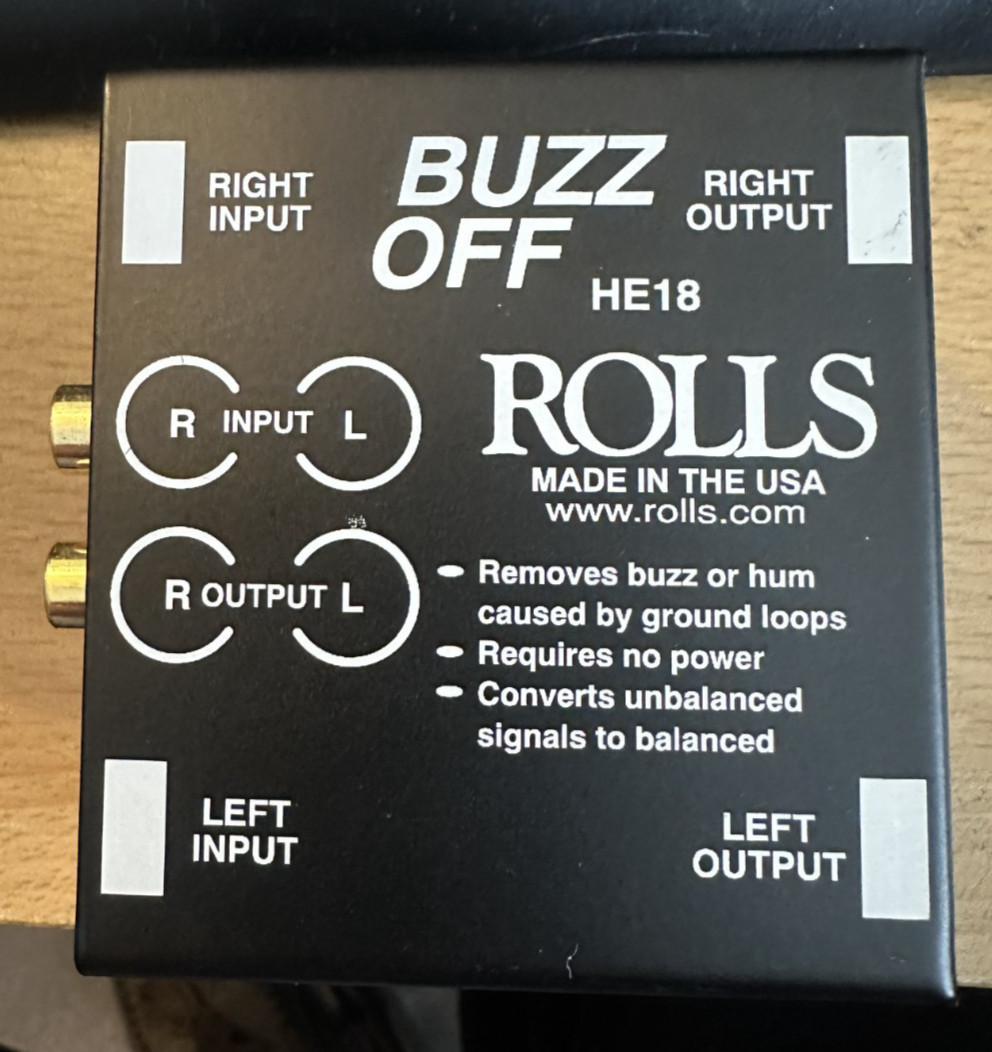 Used Rolls HE18 Buzz Off Hum Eliminator Balanced/Unbalanced Audio Converter