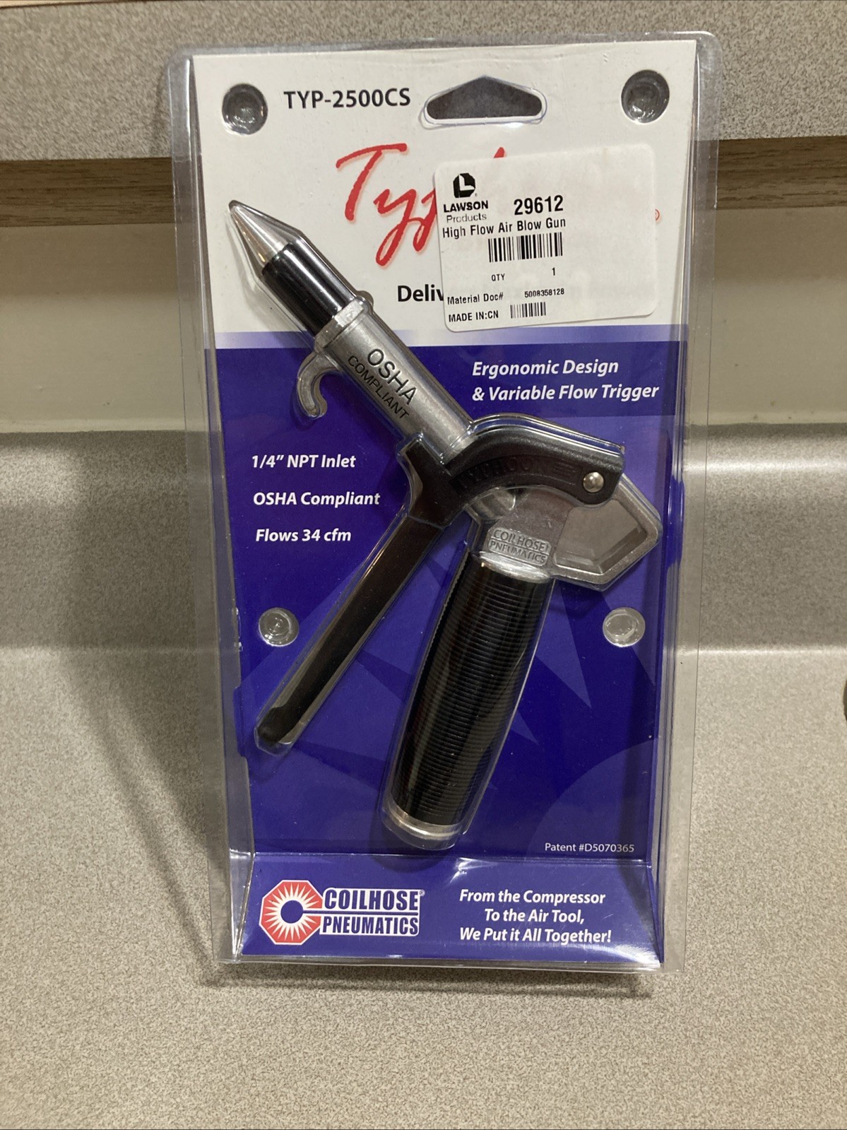 Typhoon CoilHose Pneumatics High Flow Blow Gun 1/4" NPT