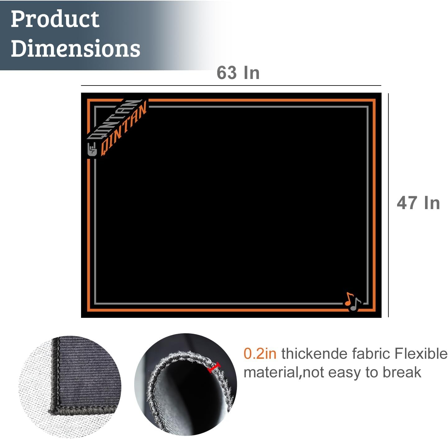 Drum Rug, Mat with 5'3" x 3'11" (Rectangular), Orange & Gray