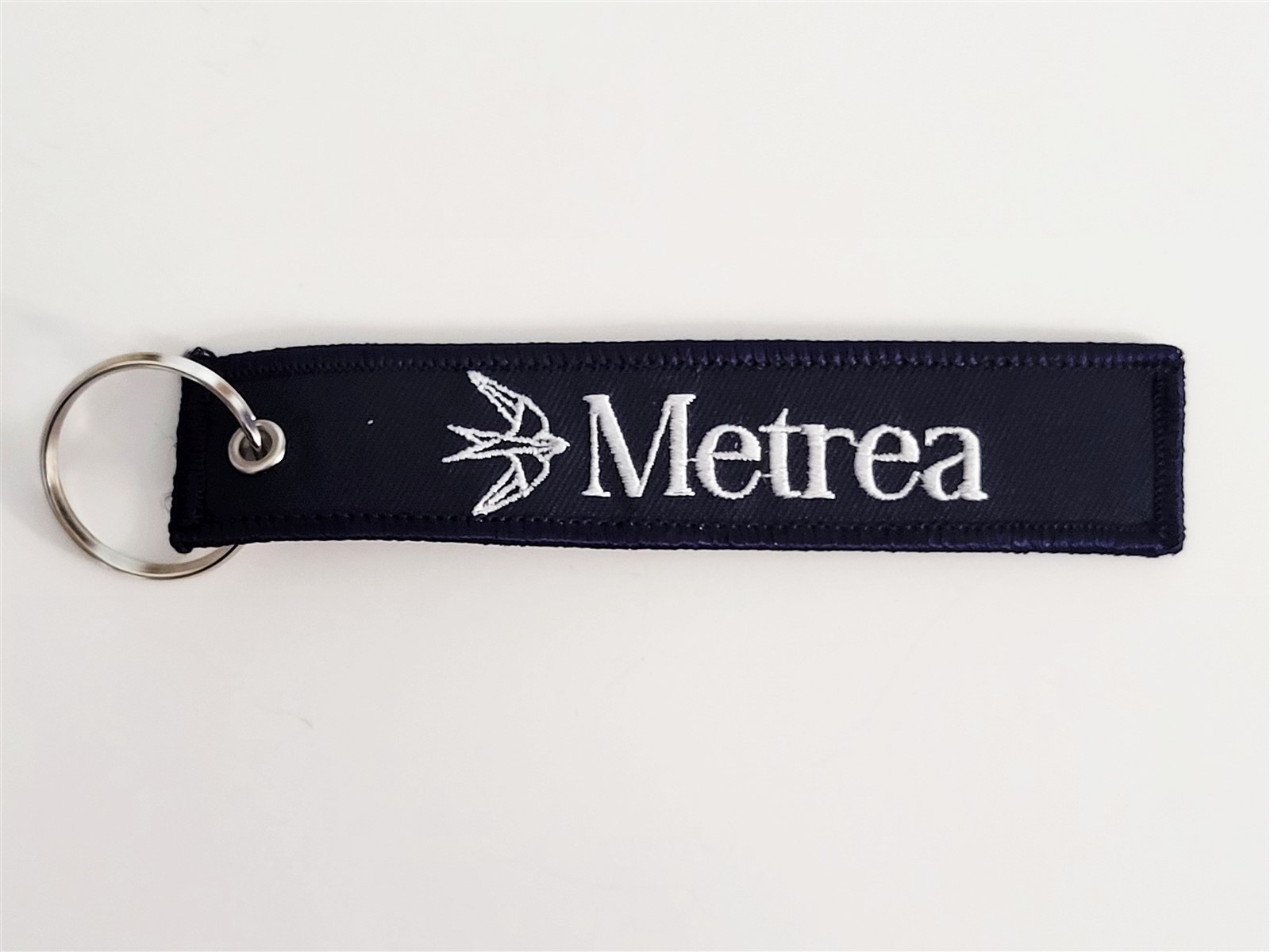 Metrea Blue Flight Tag Keychain Military Embroidered