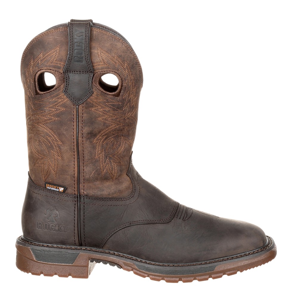 Rocky Original Ride Flex 11 Inch Waterproof Soft Toe Work  Mens Brown  RKW0234