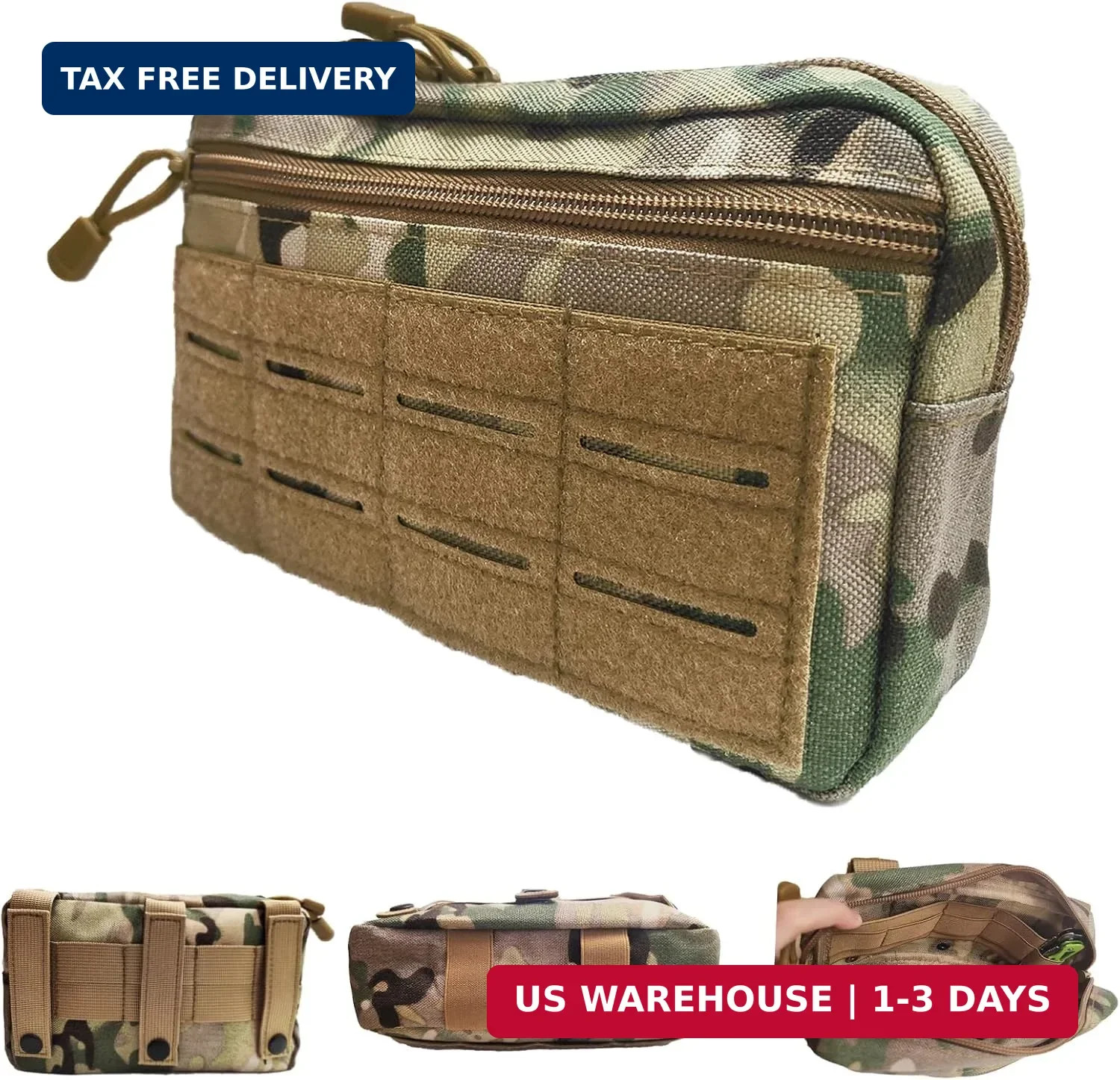 Tactical Molle Admin Pouch, Multi-Purpose Laser-Cut EDC Military Tool Pouch Bag