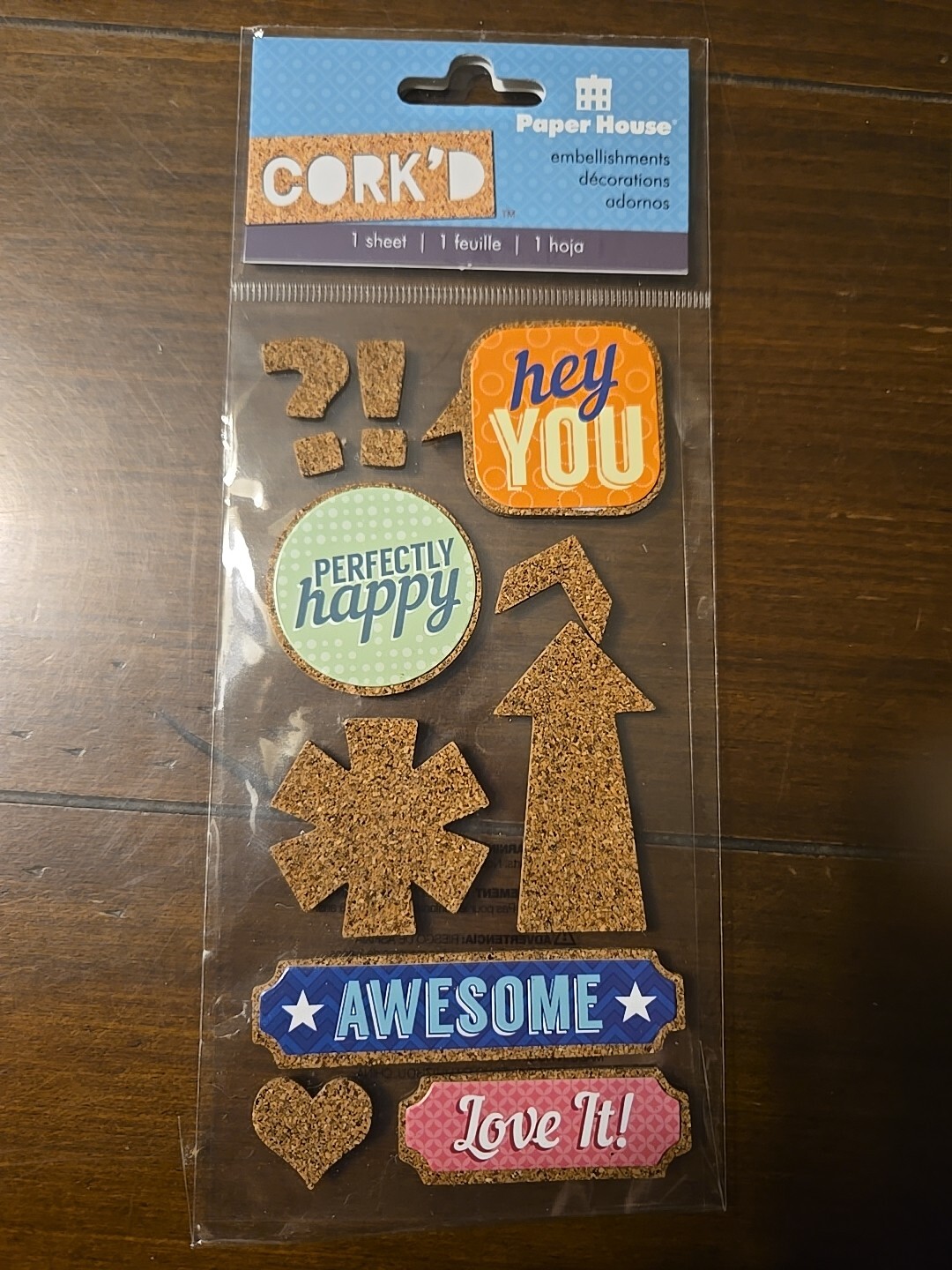 Paper House Corkd HEY YOU PERFECTLY HAPPY 😊 Scrapbooking Stickers