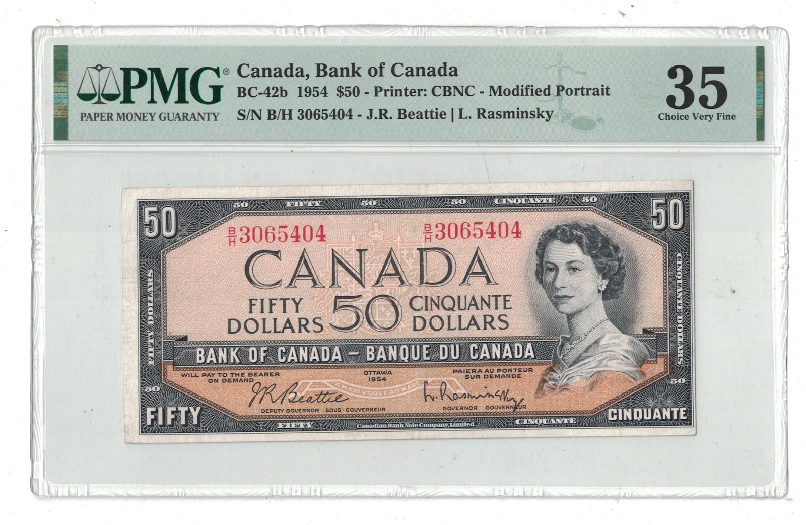 Bank of Canada - 1954 $50.00 Banknote (PMG Choice Very Fine 35) - Please Read