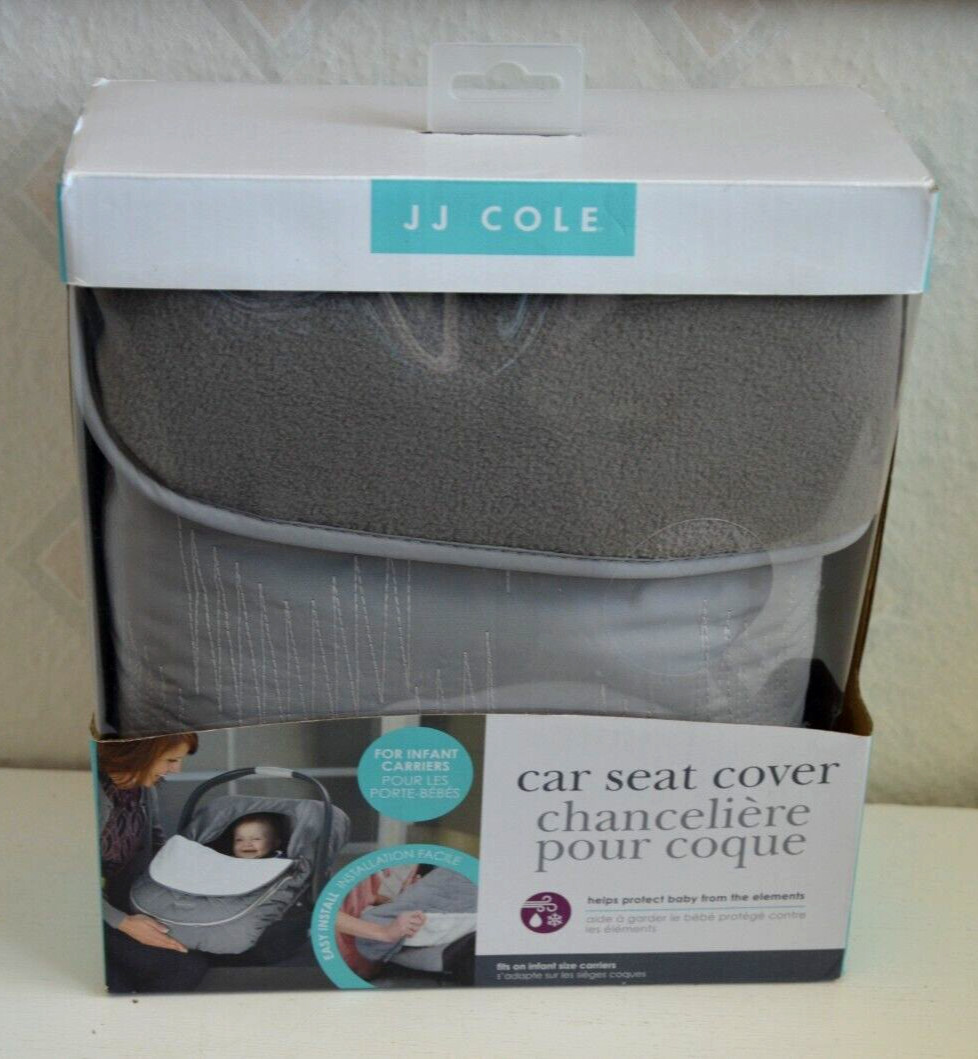JJ Cole Car Seat Cover in Grey Herringbone for infant carriers soft inner fleece
