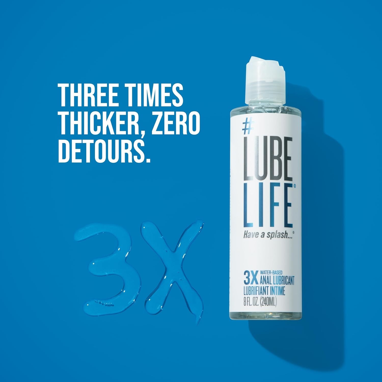 LubeLife 3X Extra Thick Water-Based Personal Lubricant 8oz Non-Sticky Toy & Cond