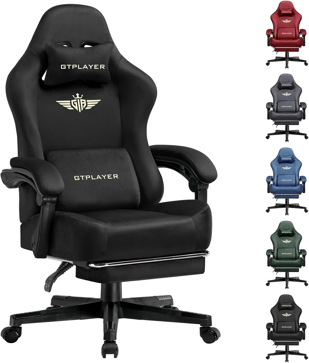 Gaming Chair Fabric with Pocket Spring Cushion, Big and Tall Gamings Chairs 350L