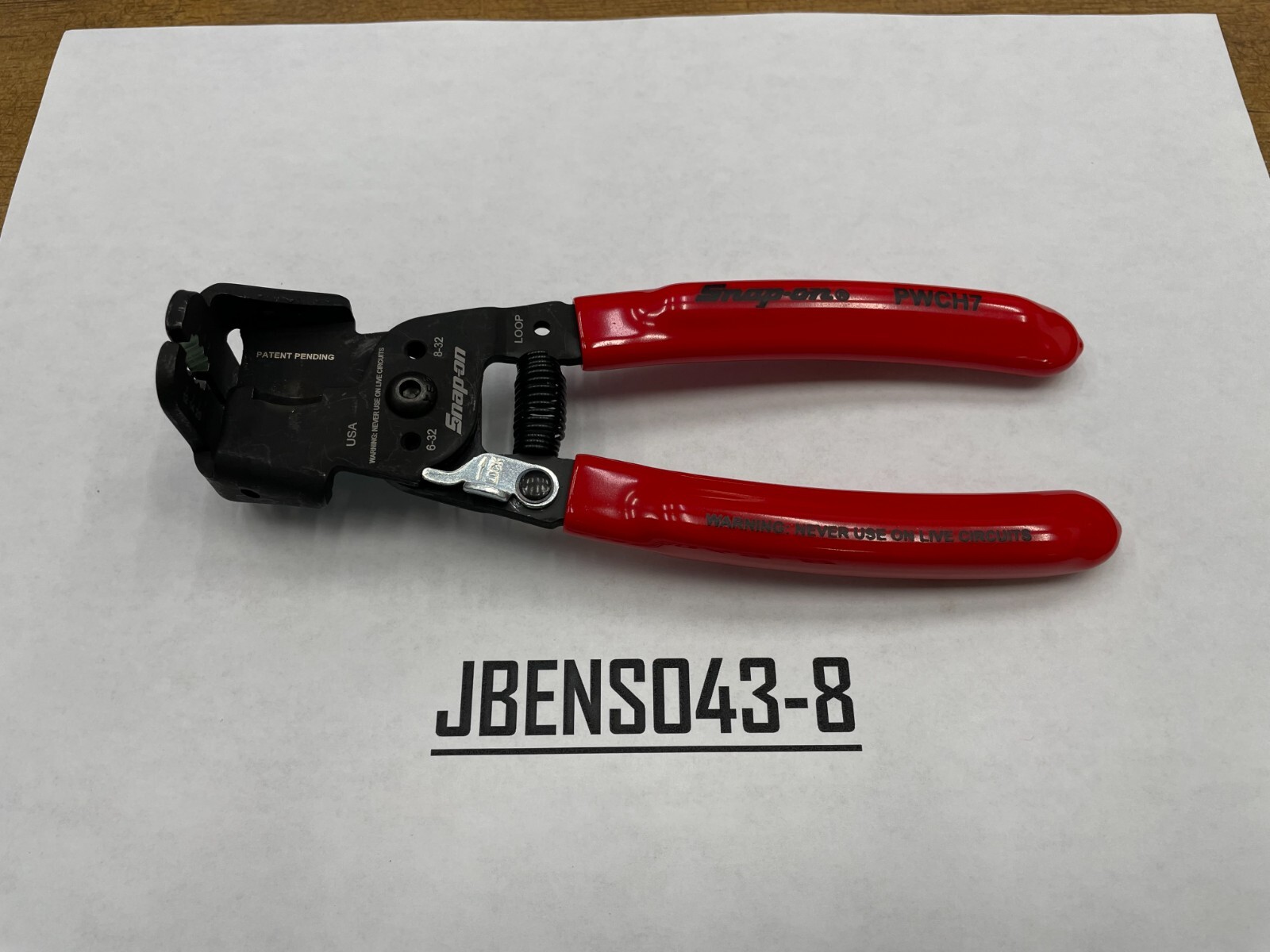 Snap-on Tools USA NEW RED Soft Grip 7" Inline Wire Stripper / Cutter PWCH7