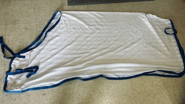 Scrim Fly Sheet 80 " White w/ Blue Trim Tie Front Lightweight Jack's
