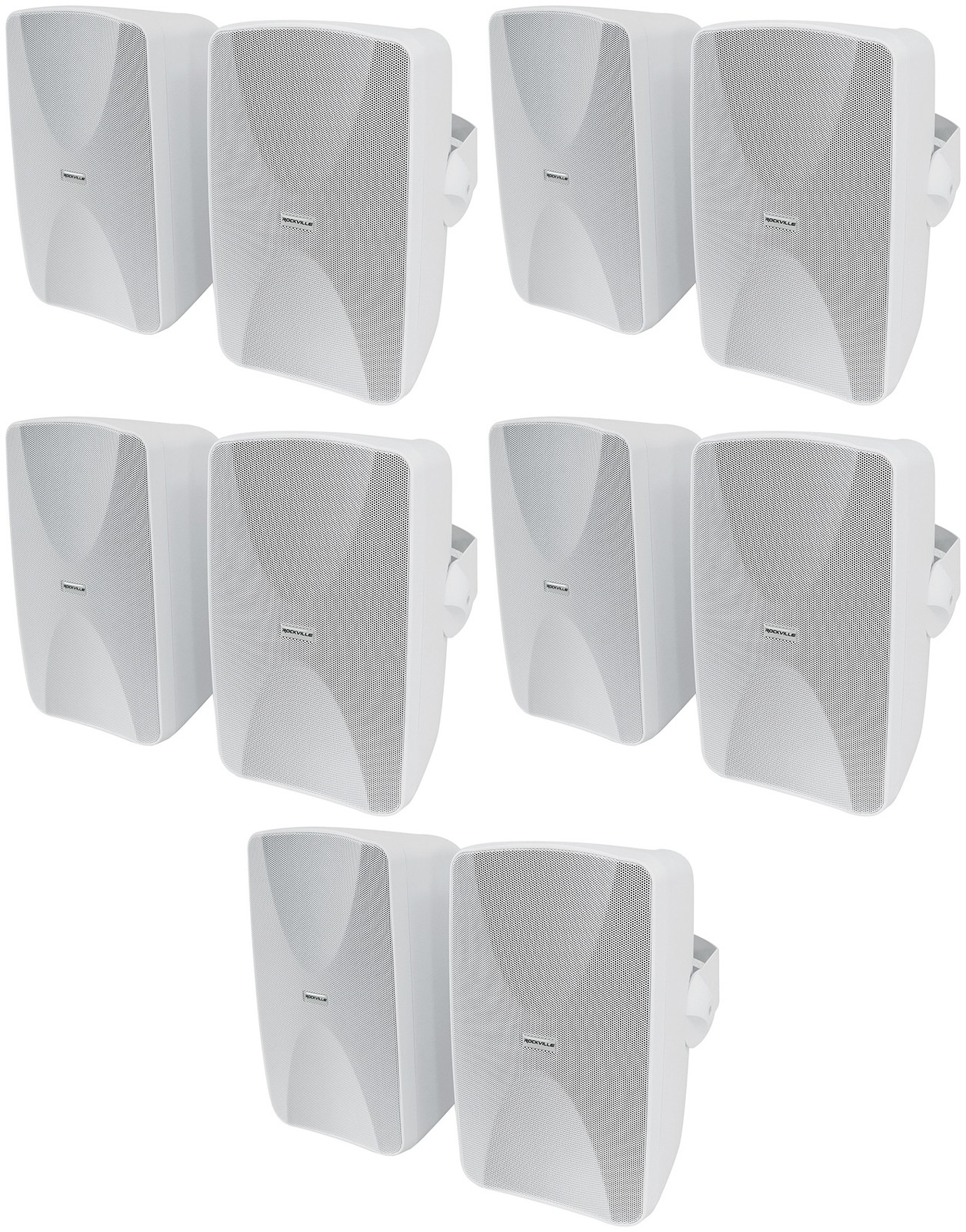 (10) Rockville WET-6525W 6.5" White 70V Commercial Indoor/Outdoor Wall Speakers