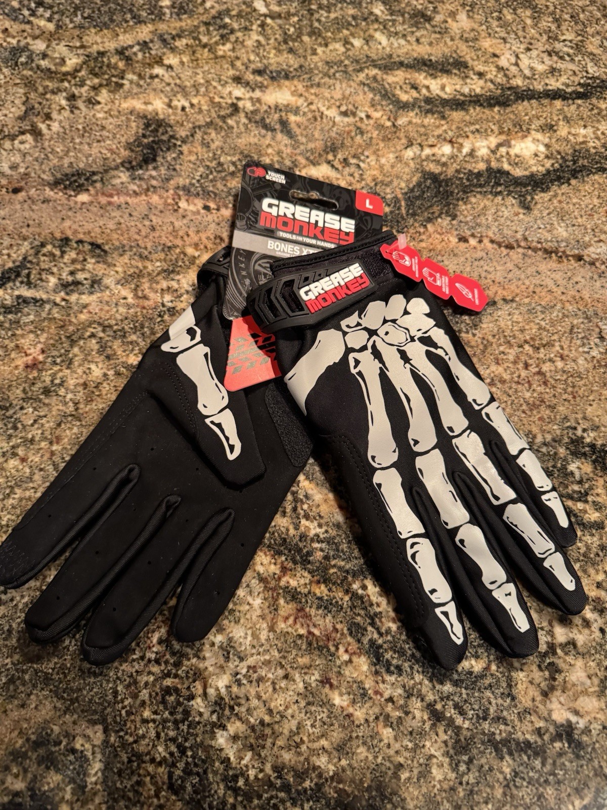 Grease Monkey Touch Screen Bones Extreme Black Out Mechanic Work Gloves (Large)