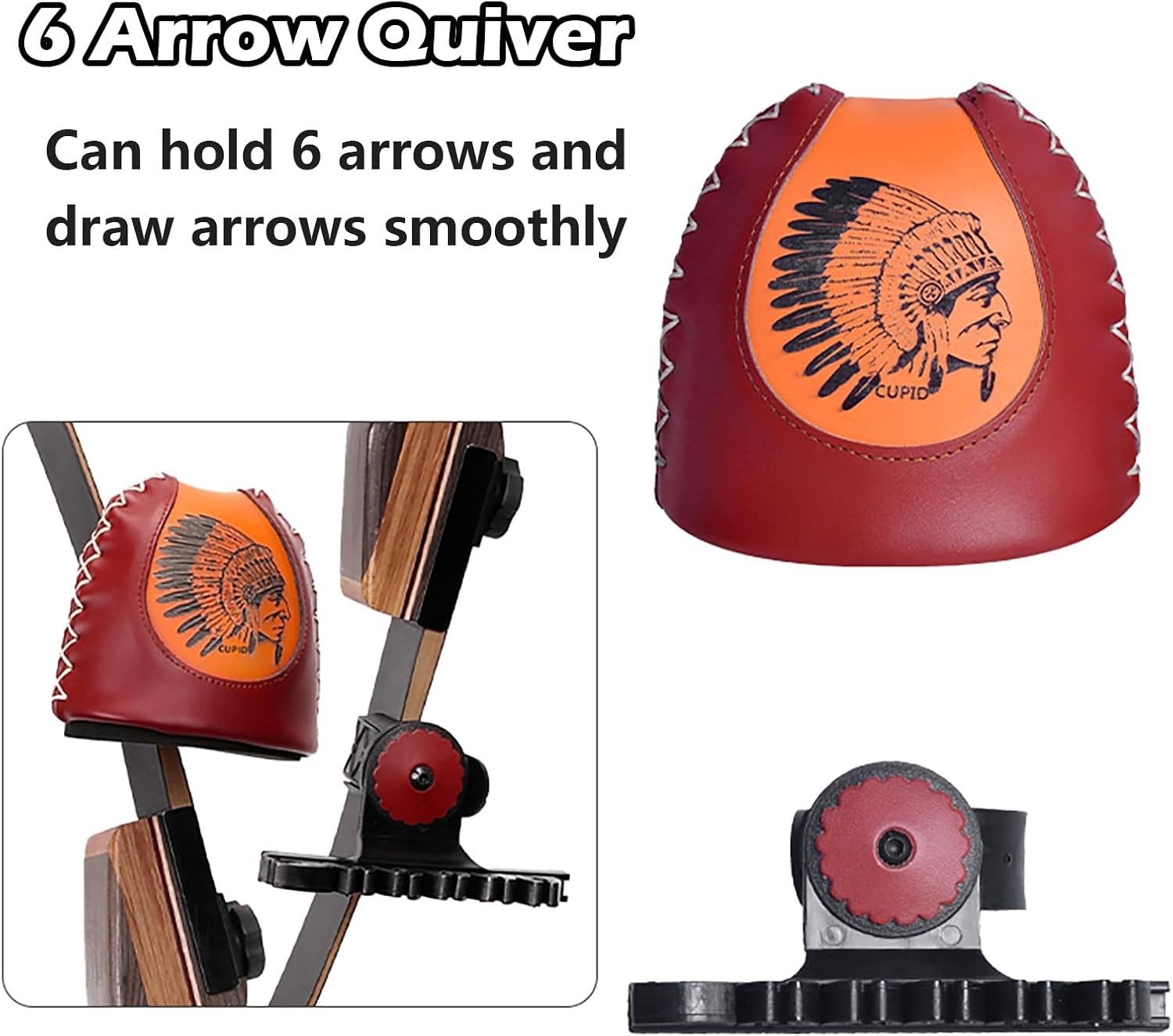 Leather Arrow Quiver for Recurve Bow with Adjustable Strap and Quick Access
