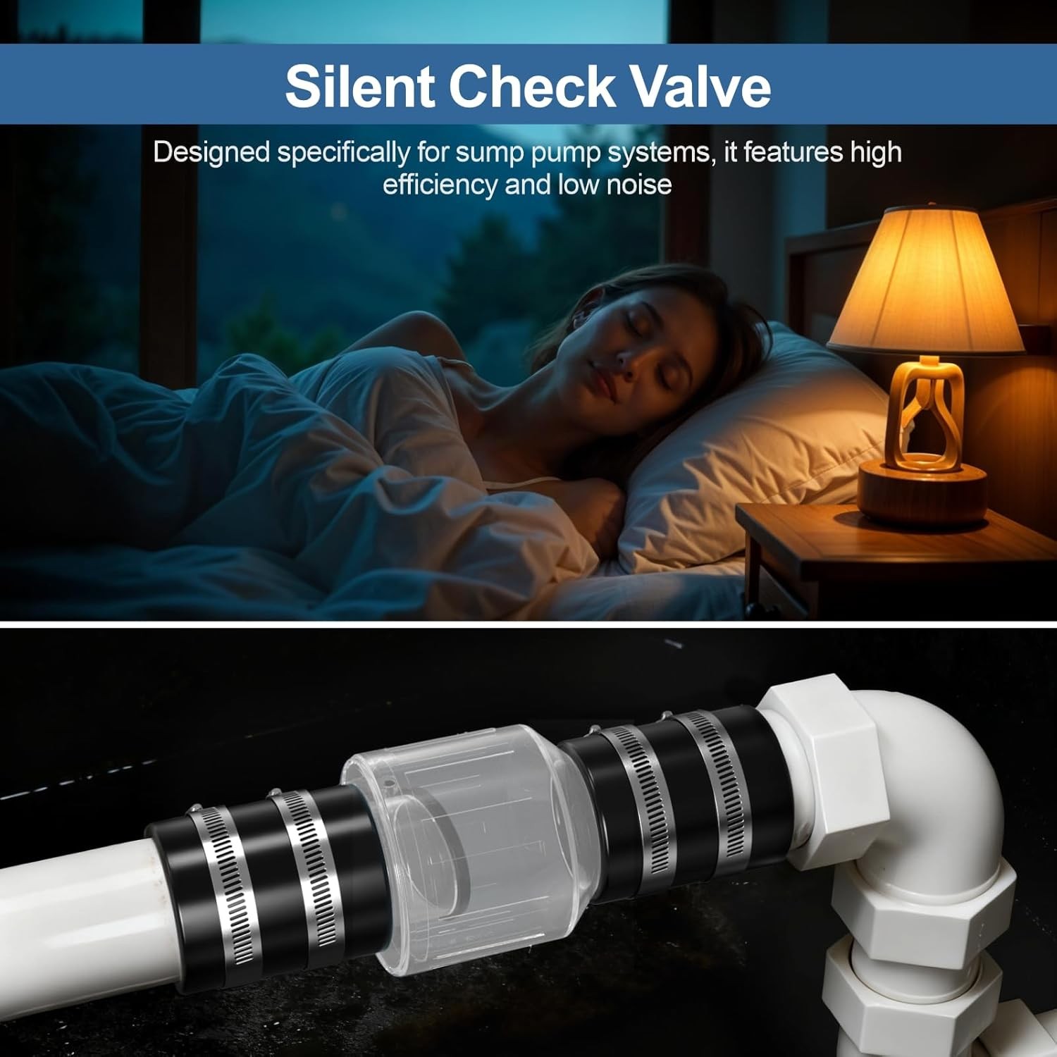 Silent Check Valve 1-1/2 Inch with Clear Body & Spring-Loaded Flapper