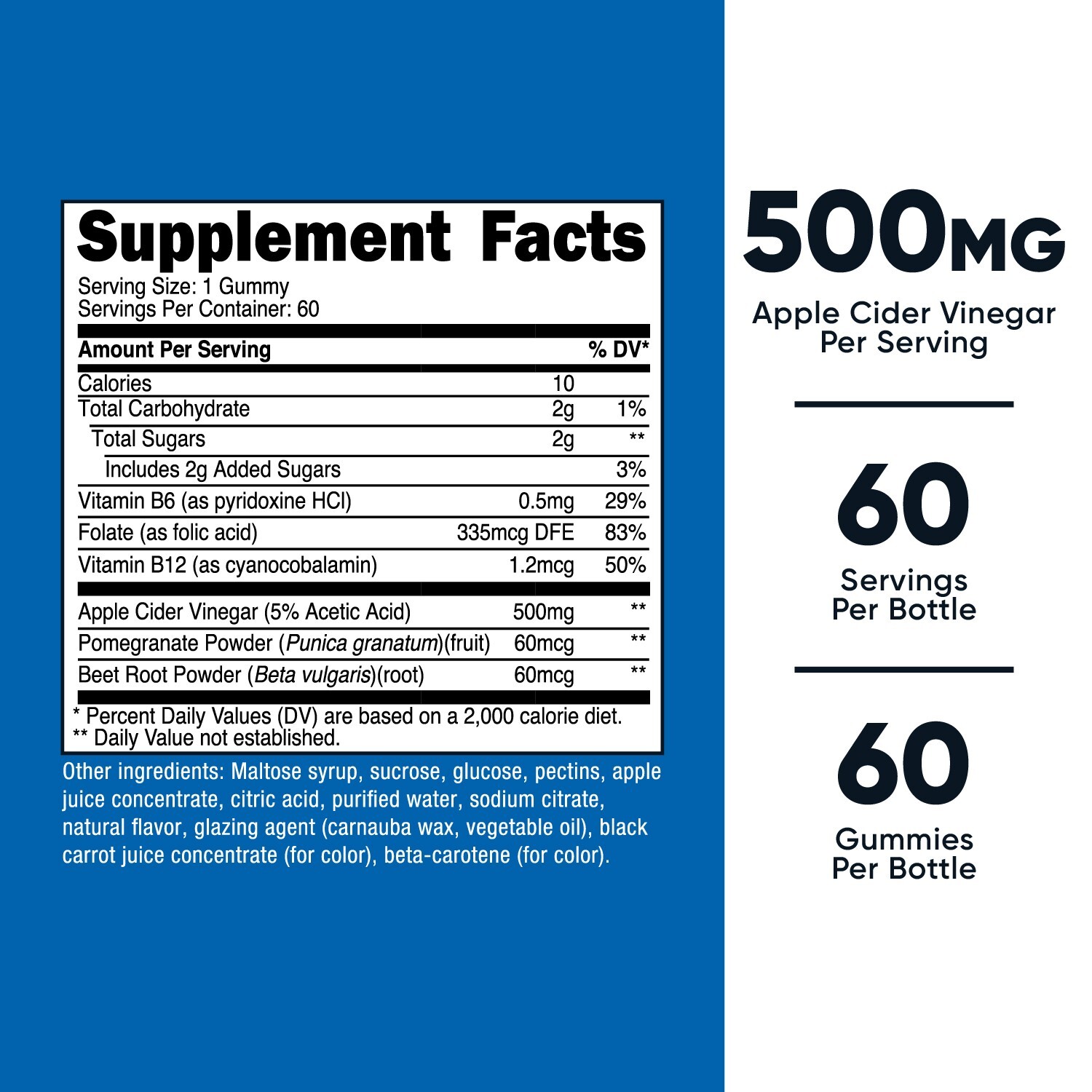 Nutricost Apple Cider Vinegar 500mg, 60 Gummies, Apple Flavored