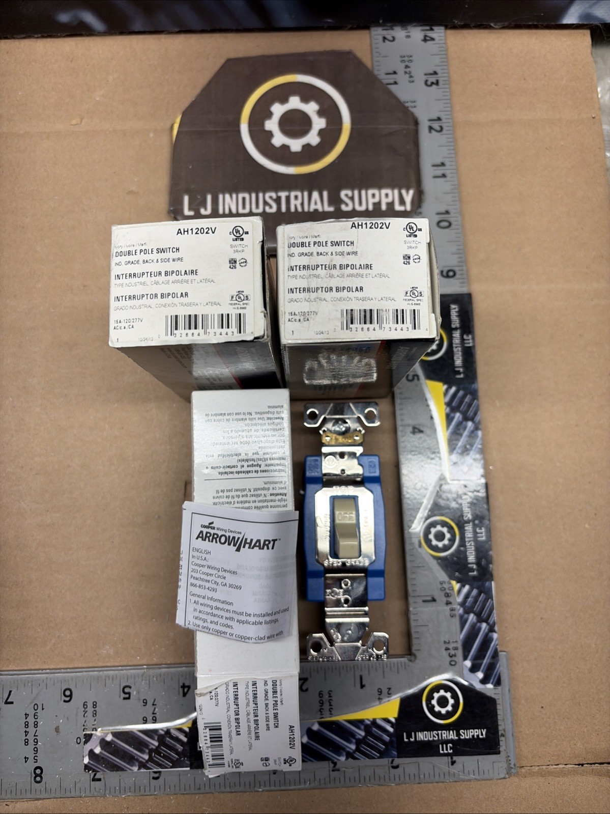 NEW [Qty-3!] COOPER AH1202V Industrial 2P Toggle Switches 15A-120/277V_*WARRANTY