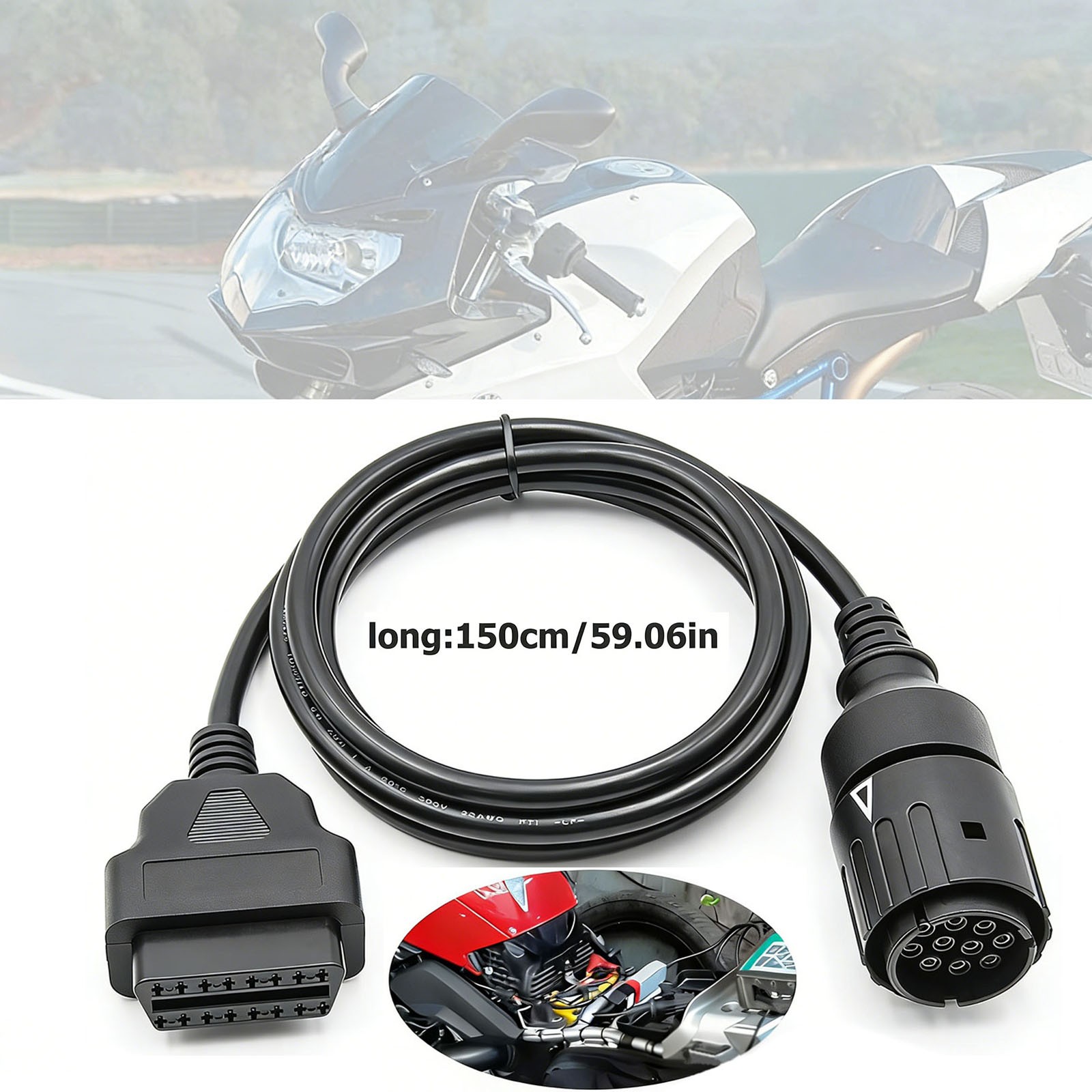 OBD2 Adapter Cable 10Pin to 16Pin for BMW Motorcycle GS-911 Diagnostic Tool