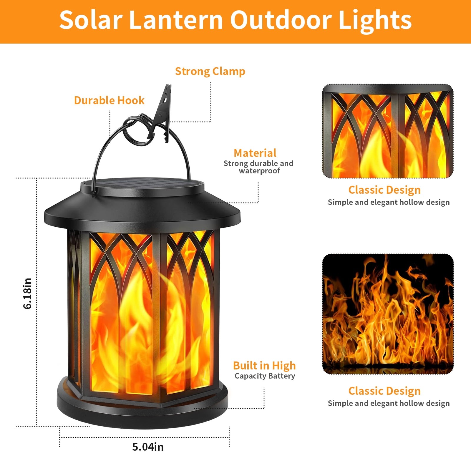 2 Pack Solar Lantern Outdoor Lights, Upgraded Flickering Flame Solar Lanterns...