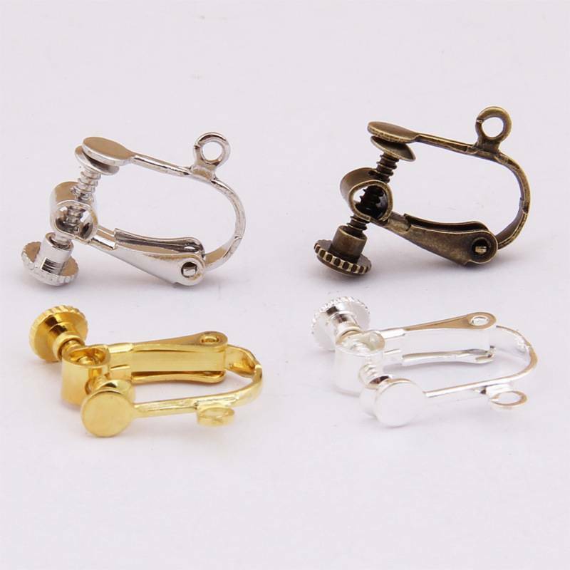 10pcs 12mm Metal Adjustable Non Pierced Clip-on Earring Back Screw Studs DIY