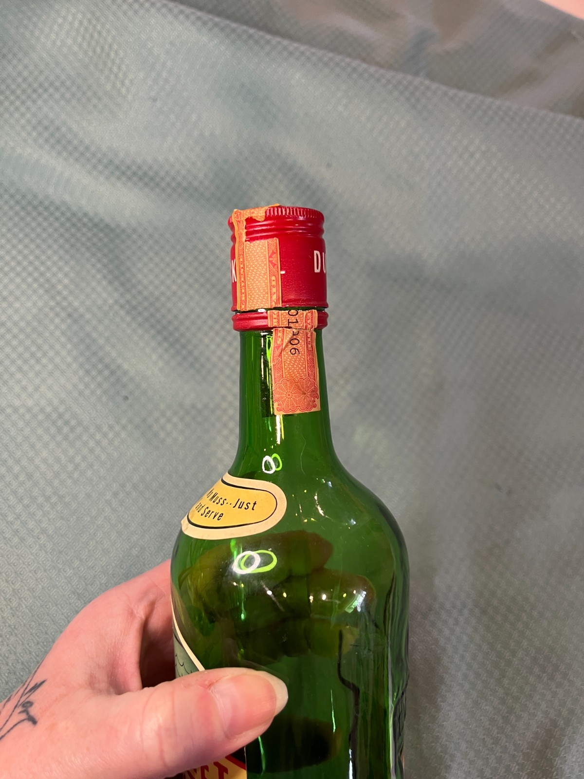 Vintage Dubonnet Decor Display Cocktail Empty Glass Bottle Green