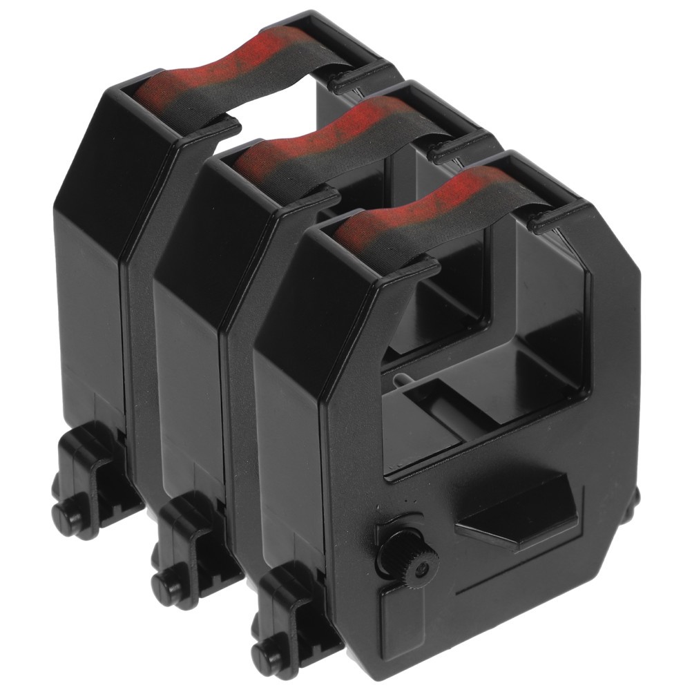 3Pcs Durable Time Clock Ribbon Replacement Black Red Ink Cartridge