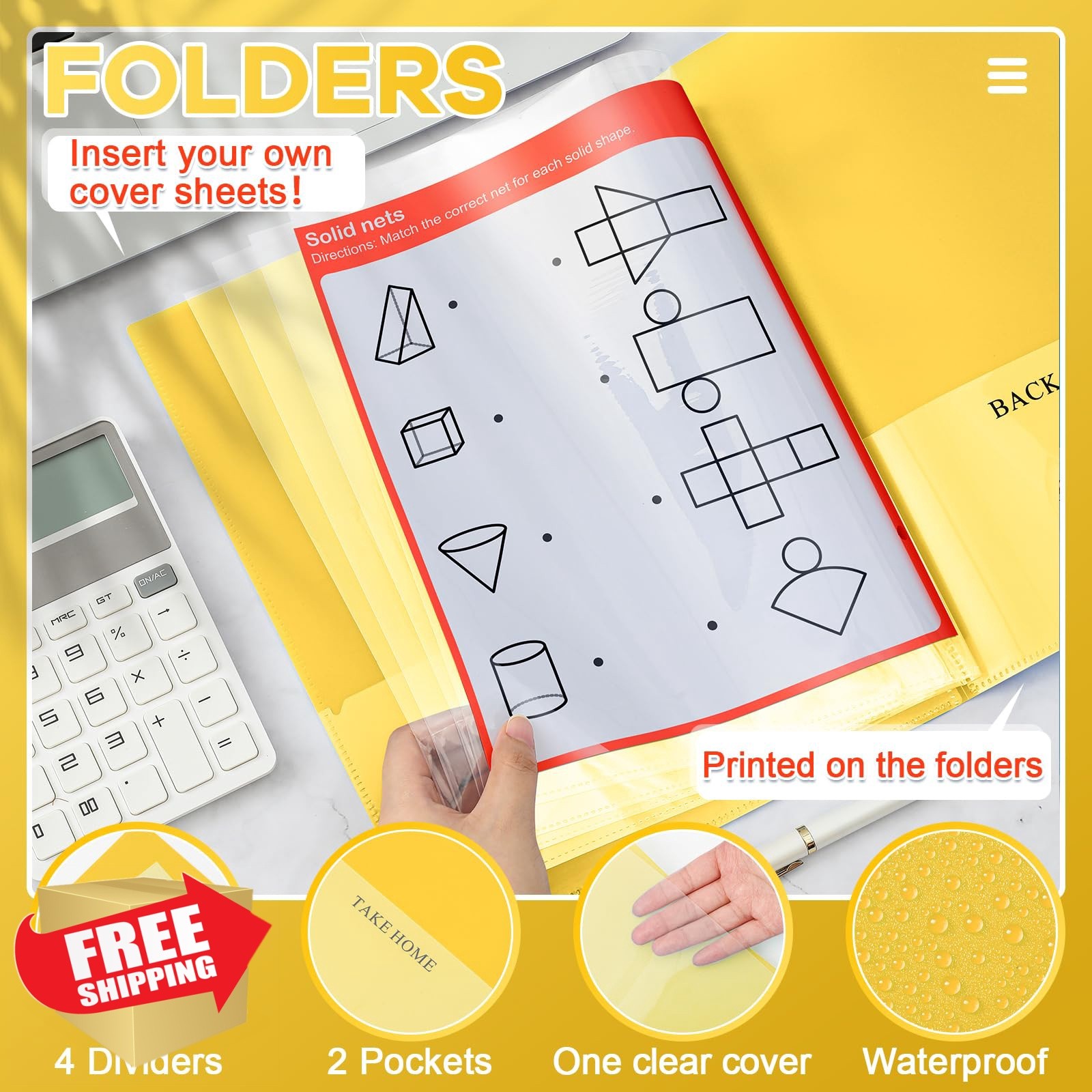 Henoyso 36 Yellow Pocket Folders