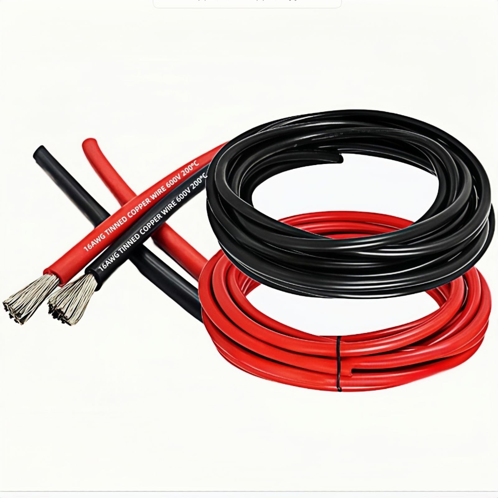 TEULRSS 16 AWG Gauge Silicone Wire Electrical 5ft Red+5ft Black , Red +