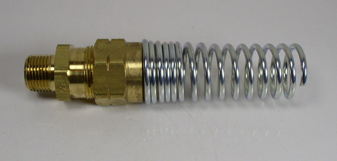 Lawson 1652 Brass DOT 3/8 Comp x Rubber Male Fitting With Spring Guard