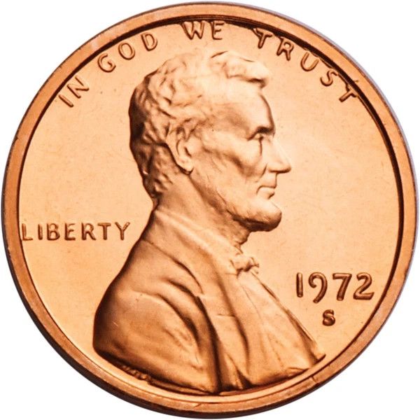 1972 S Lincoln Memorial Cent Coin RED