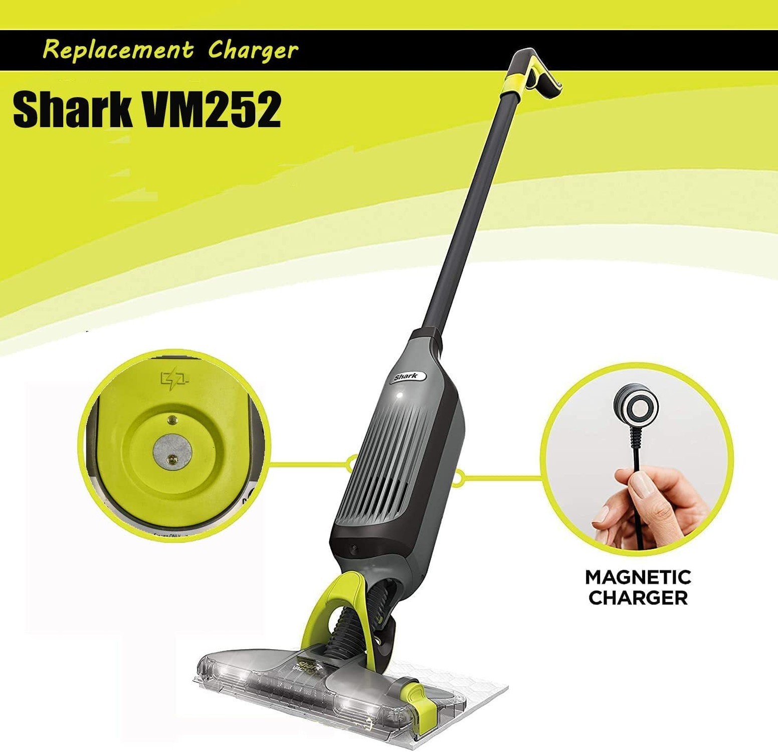 Shark VM252 Compatible Magnetic Charger for Cordless Hard Floor Vacuum Mop