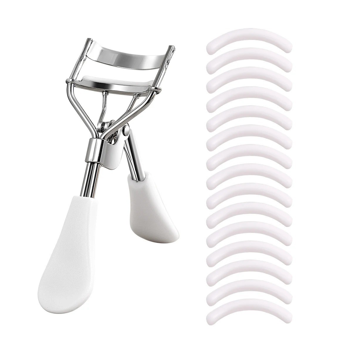 Portable Eyelash Curler Stainless Steel Lash Curler 15 Silicone Pads Tools!