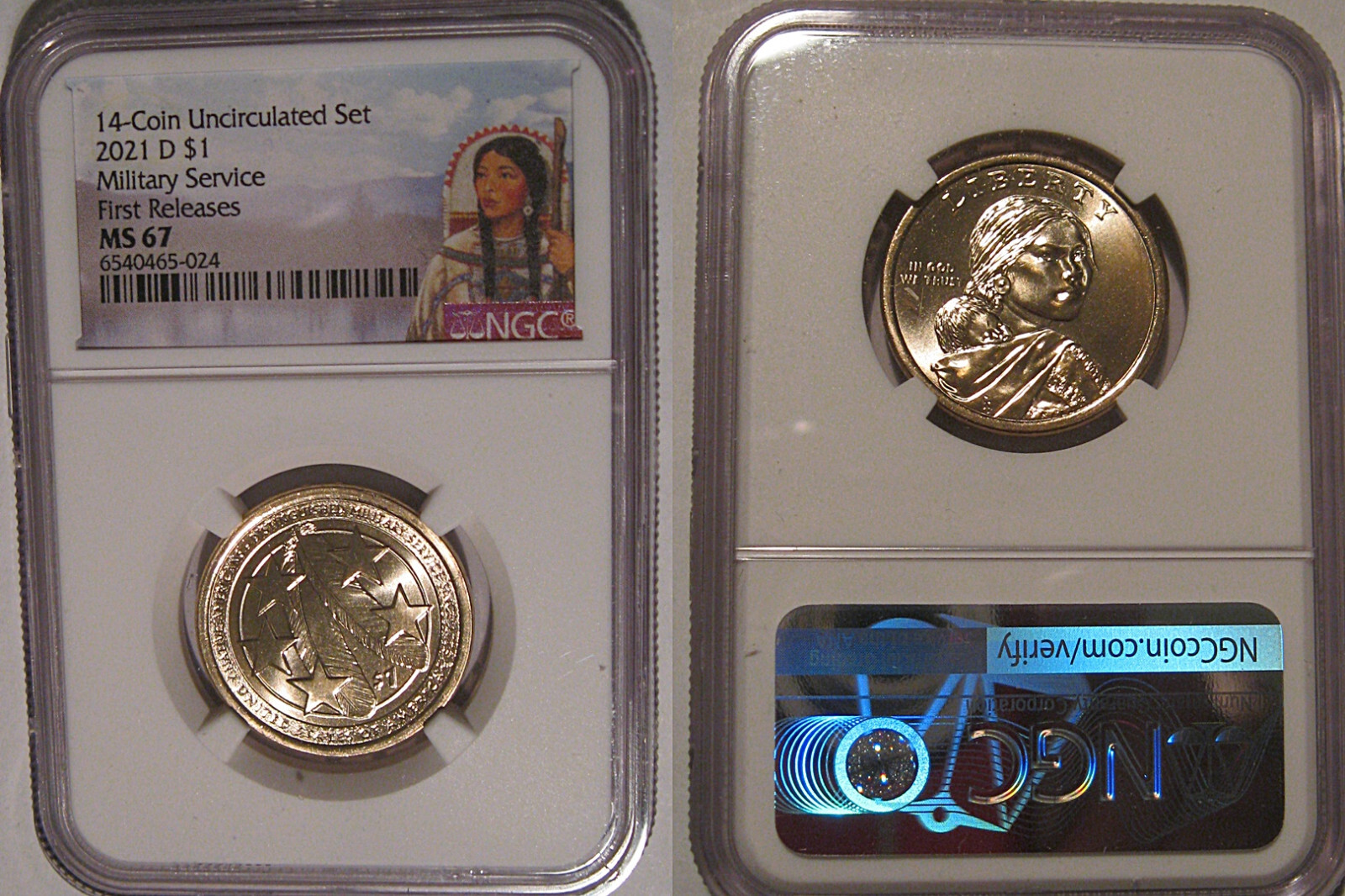 2021 D Native Sacagawea Dollar Military Service $1 NGC MS 67 First Releases