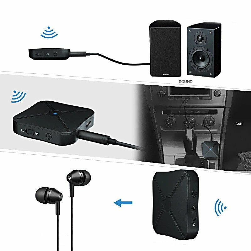 2in1 Bluetooth Transmitter Receiver Wireless Adapter TV Home Stereo A2DP Audio