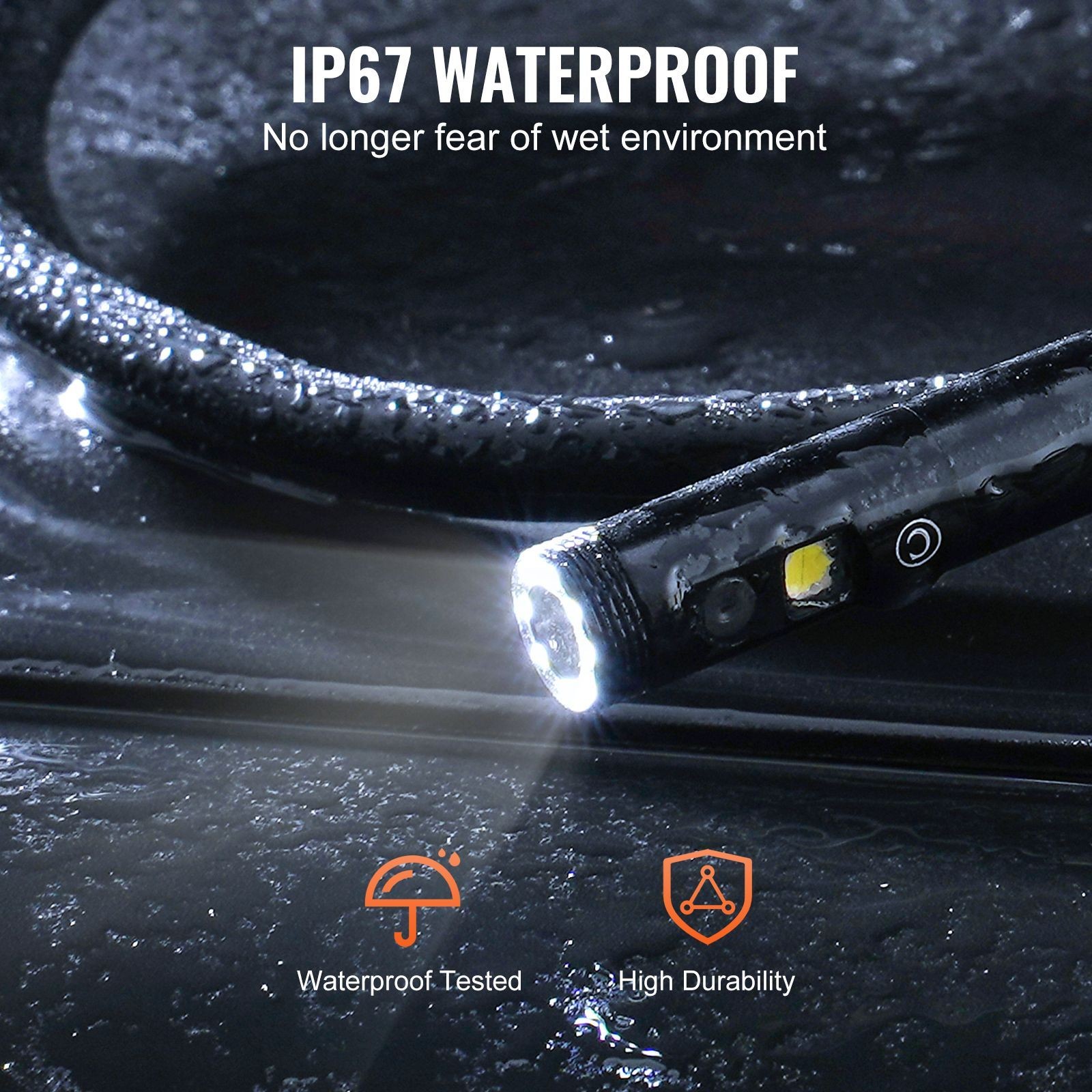 Dual-Lens 4.3" HD Borescope Camera with 4X Zoom, 16.4FT Cable